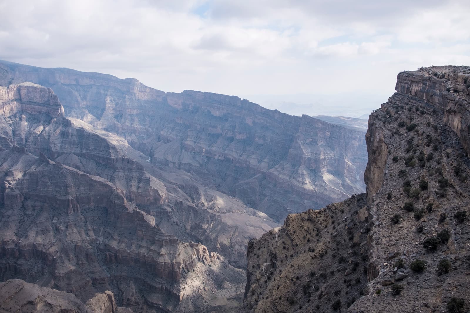 The sheer walls of the Wadi Ghul canyon below Jebel Shams