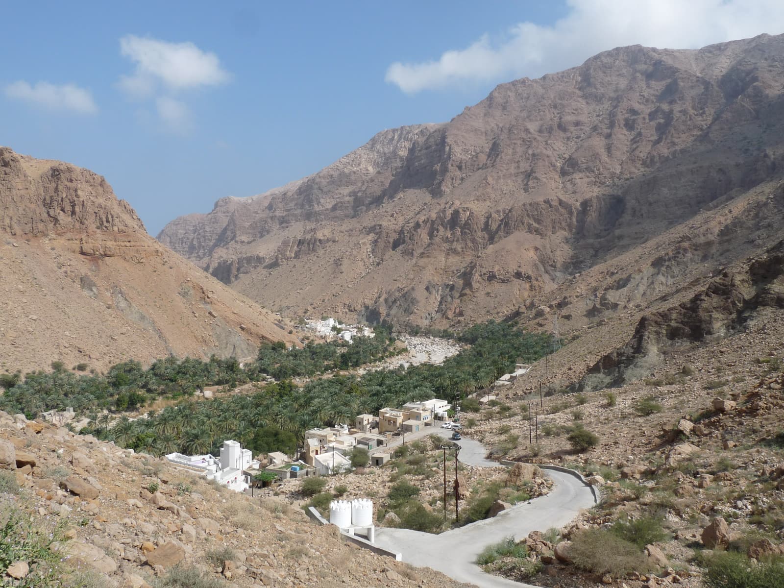Palm groves and green pools in Wadi Tiwi, south of Muscat